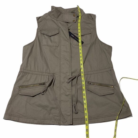 INTRO. Brown Utility Button Down Vest Jacket 1X - Picture 9 of 11